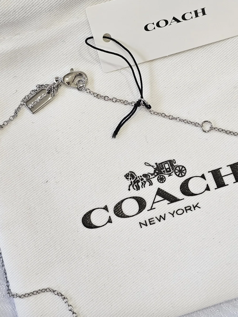 Coach Silver Heart Pendant Necklace with 'C' Initial - Picture 11 of 11